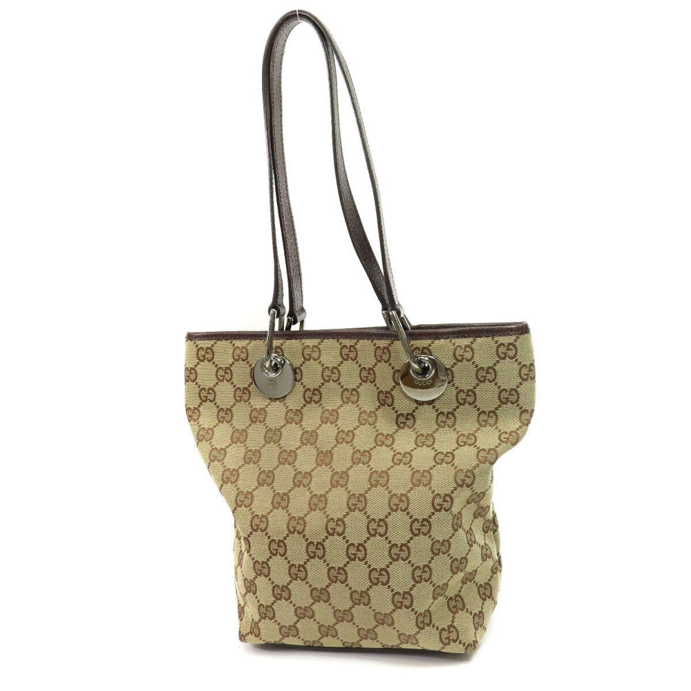 Gucci trim leather brown GG Bag Eclipse Tote Canvas Brown Black